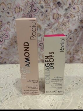 Rodial Pink Diamond + SOLD OUT Collagen Drops Serum Duo NIB $230 combined MSRP